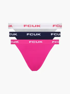 3 Pack FCUK Logo Tanga Briefs