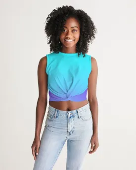 Bahama Blue Ombre Twist-Front Crop Tank