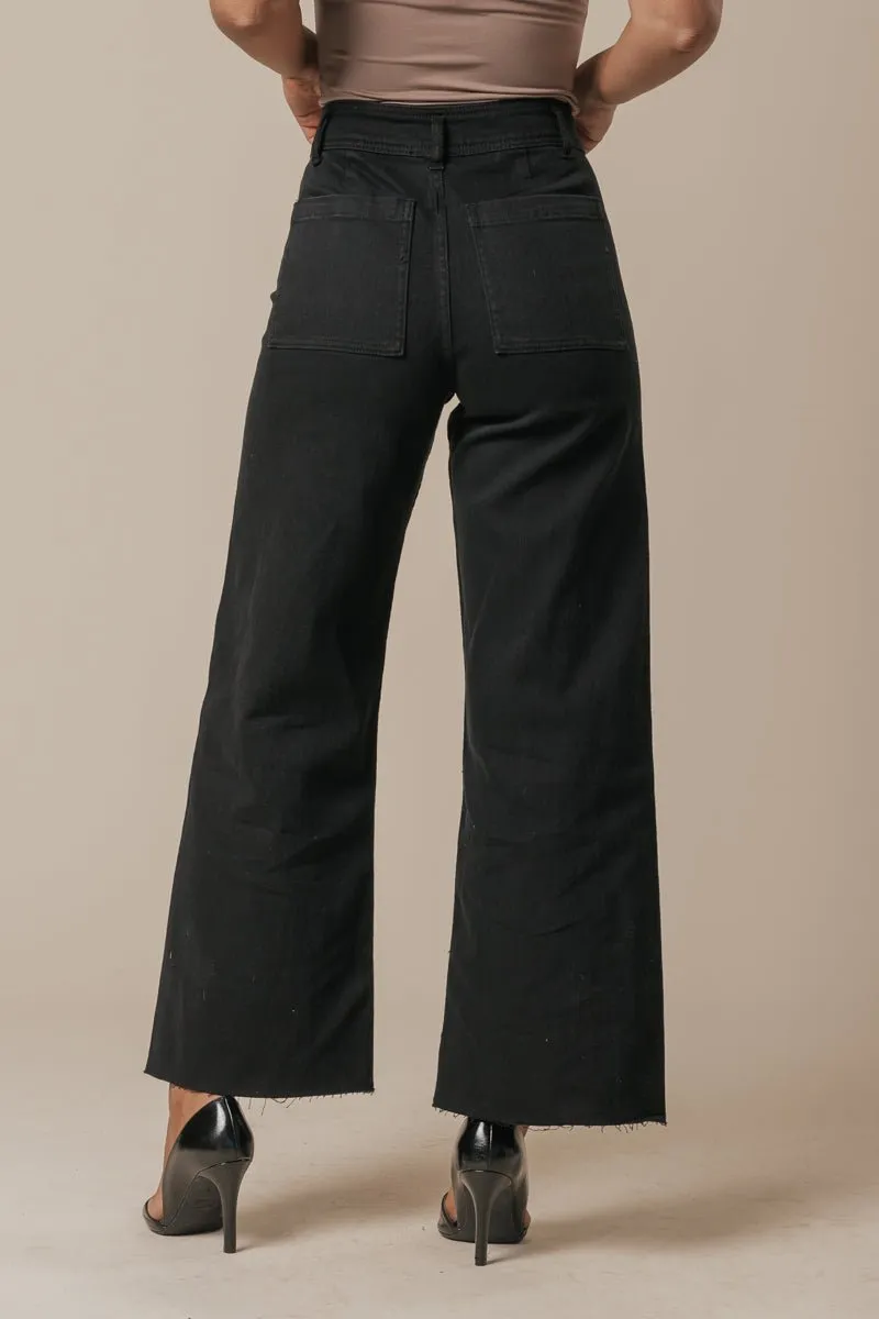 Black Straight Wide Leg Pants