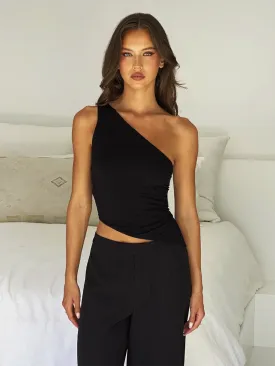 Black Velvet Asymmetrical Backless Top