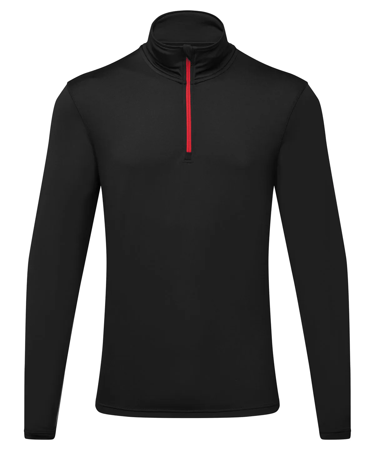 Black/Red - TriDri® recycled long sleeve brushed back ¼ zip top