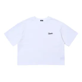 BSRABBIT LOGO WIDE CROP TOP WHITE