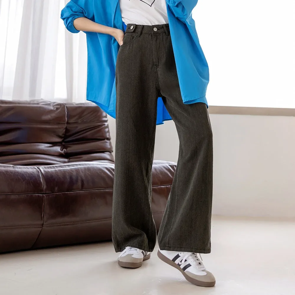 Casual High Waist Straight Leg Denim Pants