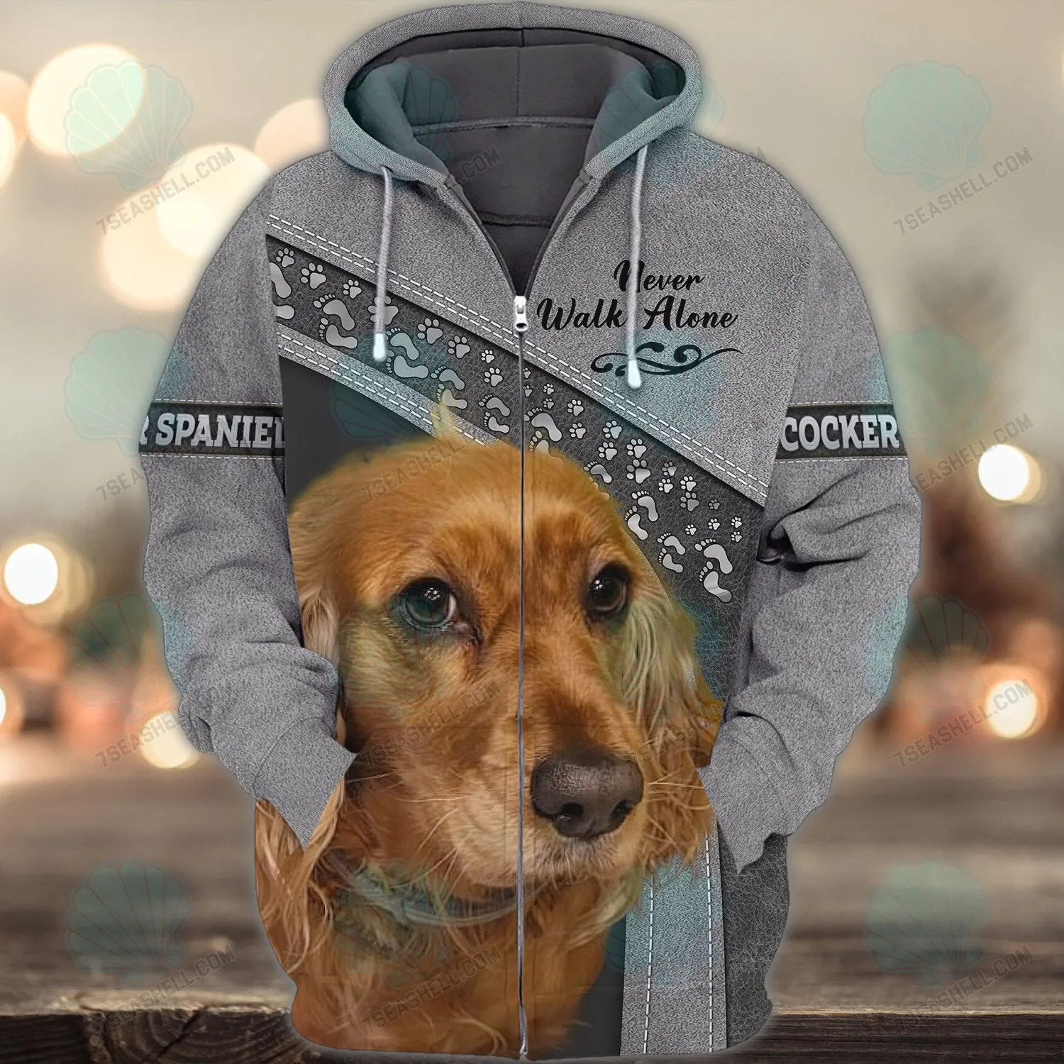 Cocker Spaniel Love Never Walk Alone 3D Full Print Shirts, Christmas Dog Memorial Gifts for loss of Dog