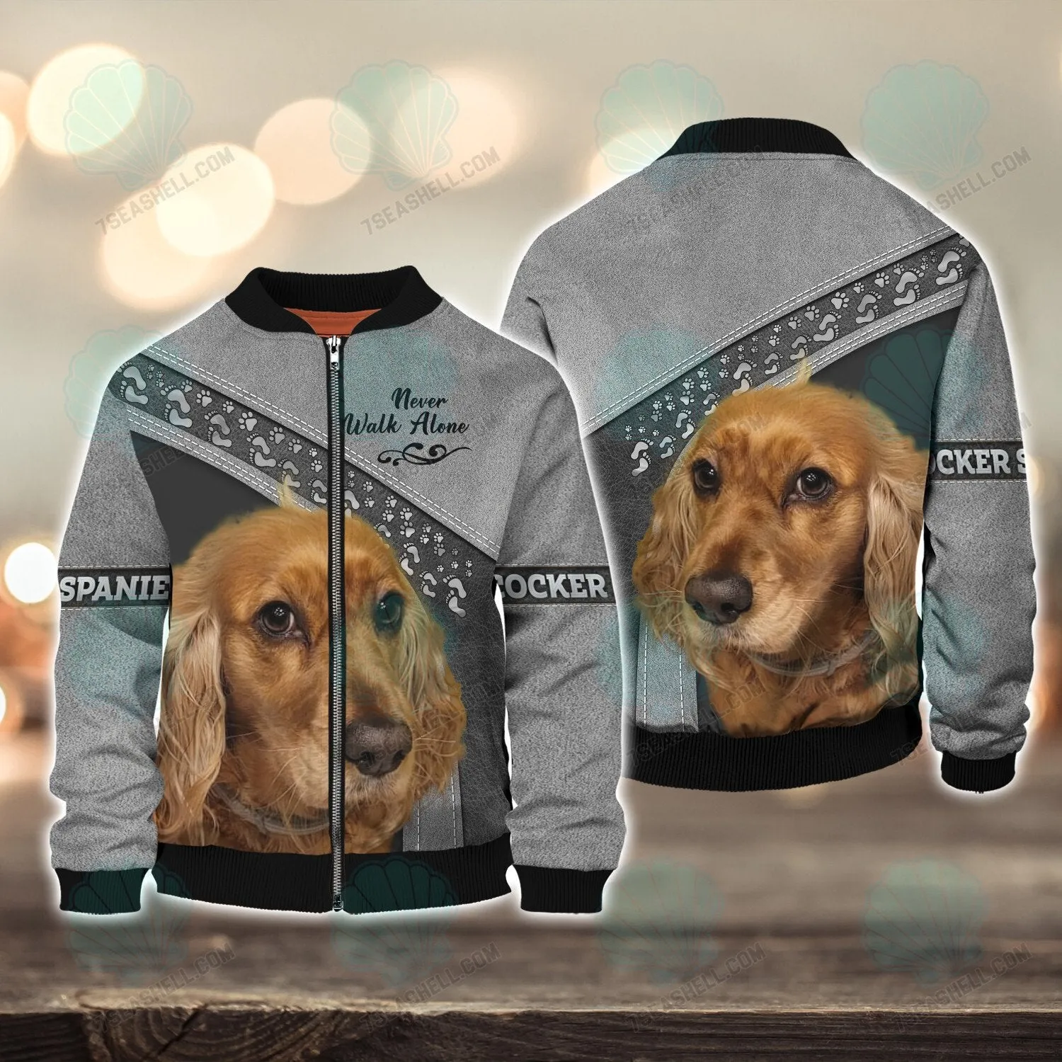 Cocker Spaniel Love Never Walk Alone 3D Full Print Shirts, Christmas Dog Memorial Gifts for loss of Dog