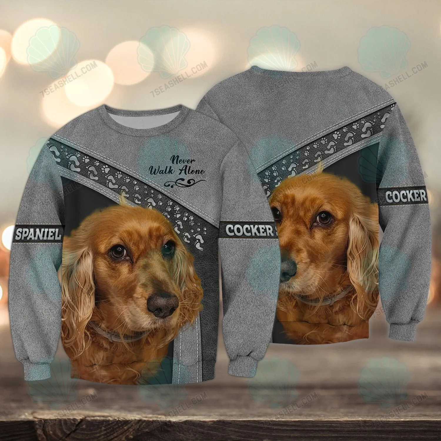 Cocker Spaniel Love Never Walk Alone 3D Full Print Shirts, Christmas Dog Memorial Gifts for loss of Dog