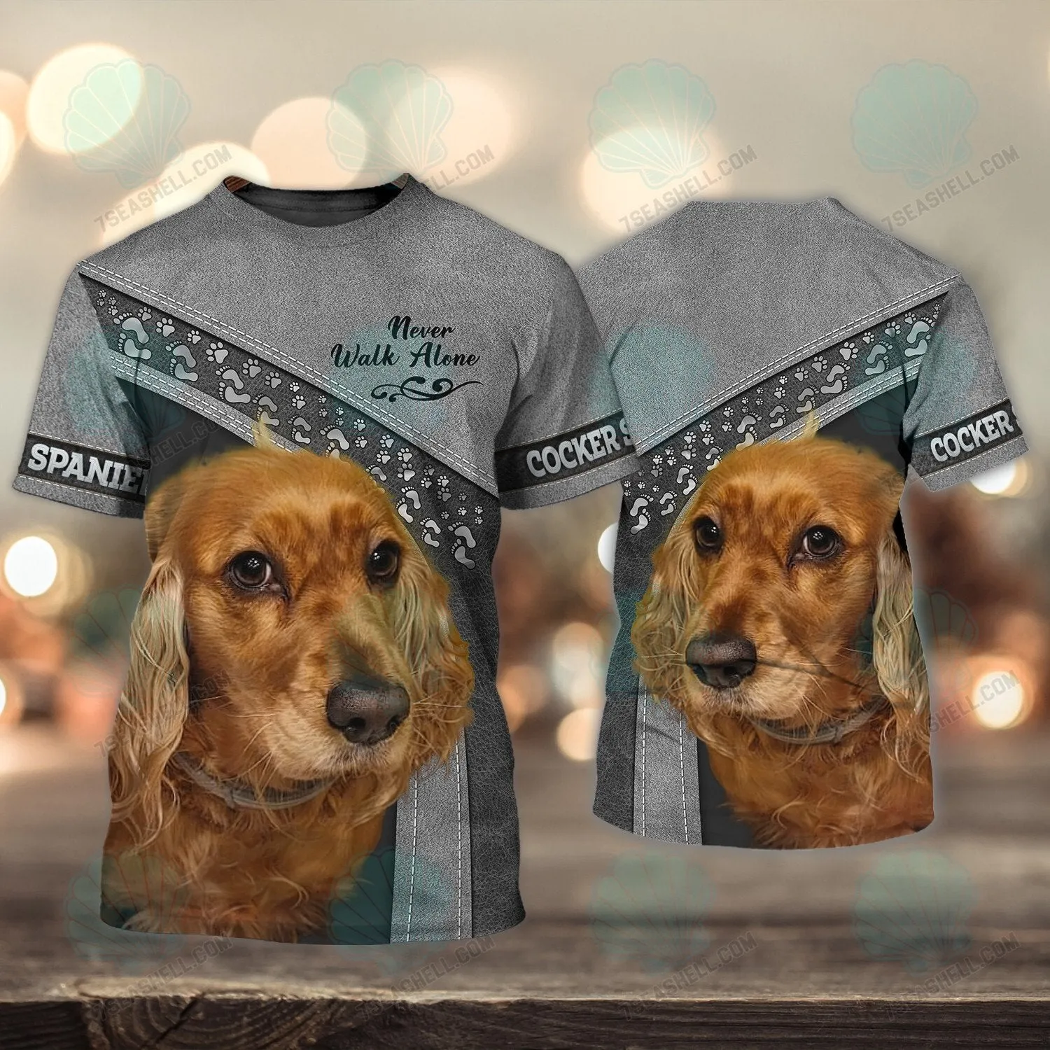 Cocker Spaniel Love Never Walk Alone 3D Full Print Shirts, Christmas Dog Memorial Gifts for loss of Dog