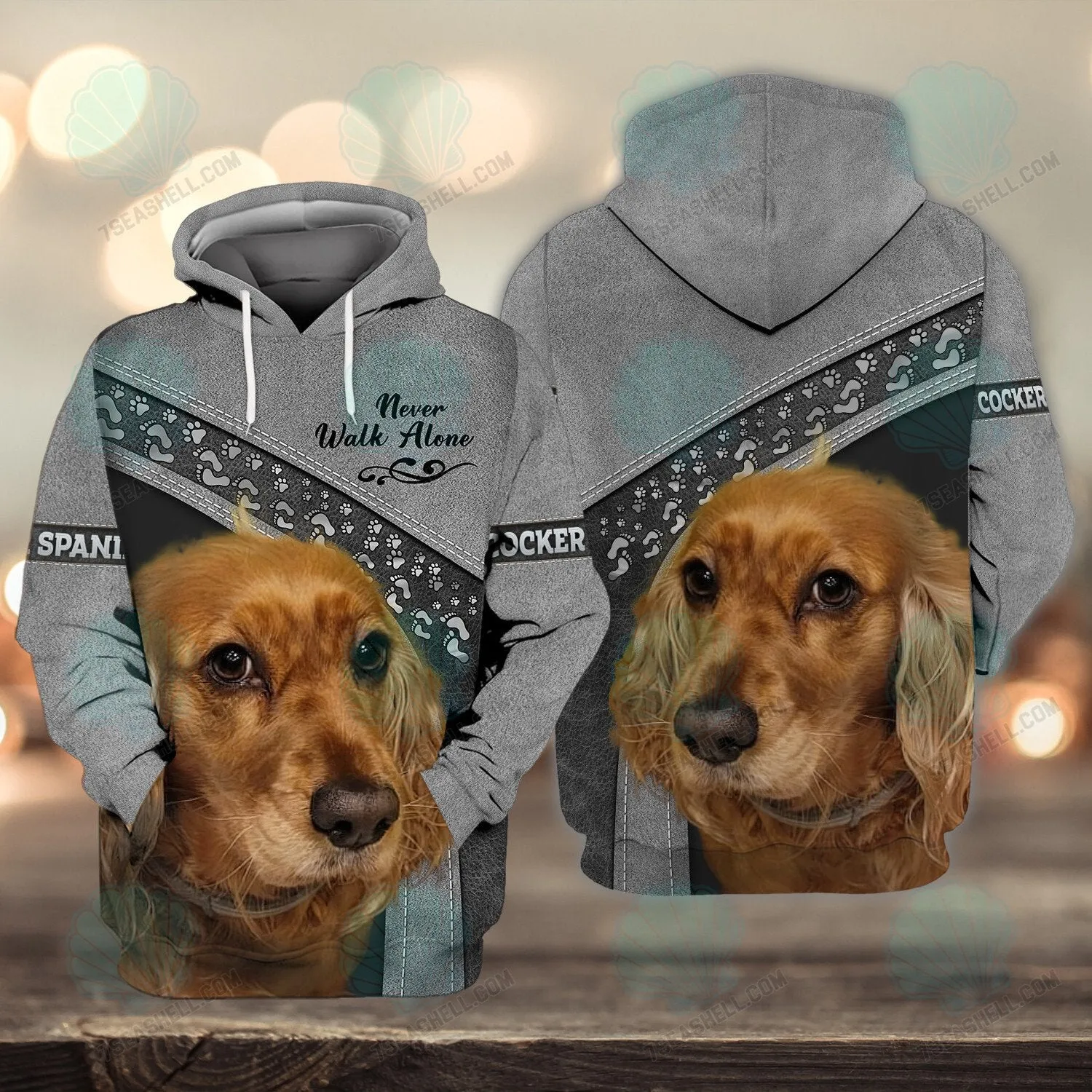 Cocker Spaniel Love Never Walk Alone 3D Full Print Shirts, Christmas Dog Memorial Gifts for loss of Dog