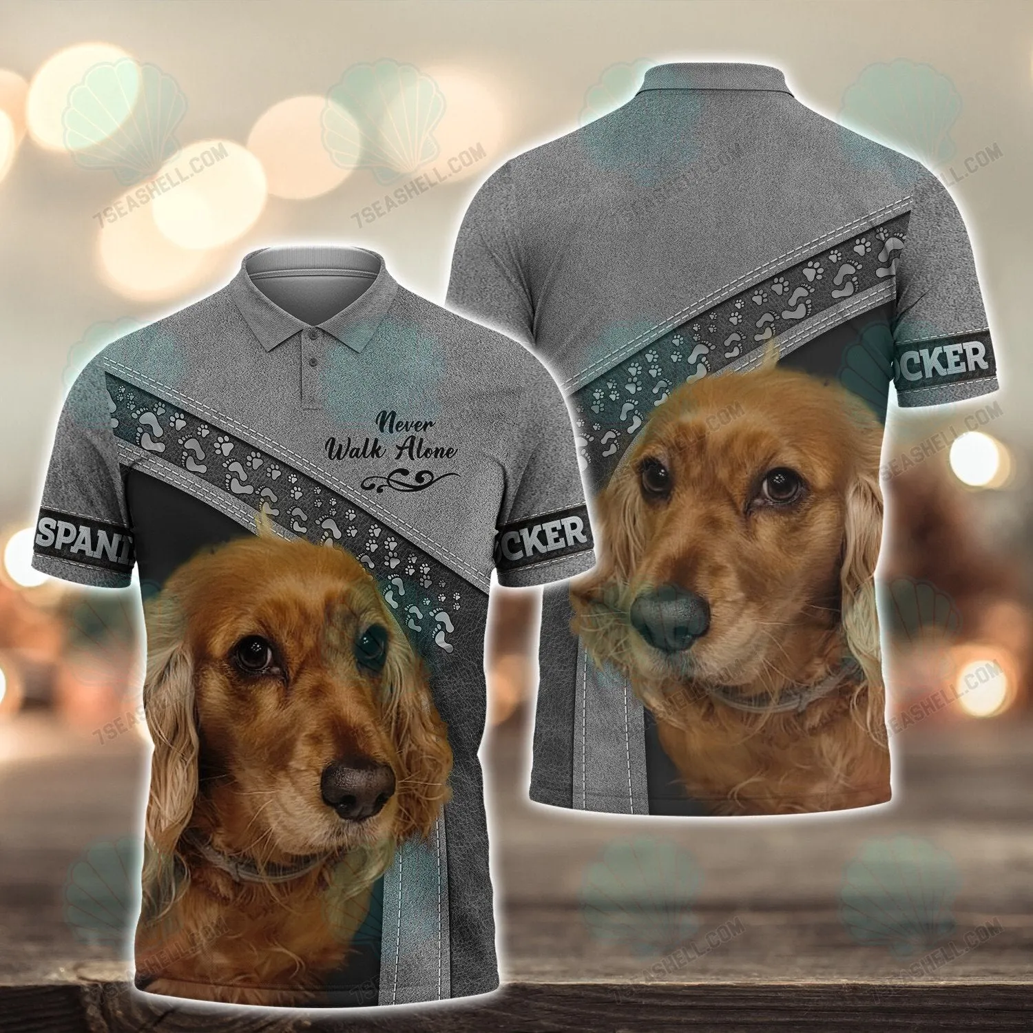 Cocker Spaniel Love Never Walk Alone 3D Full Print Shirts, Christmas Dog Memorial Gifts for loss of Dog