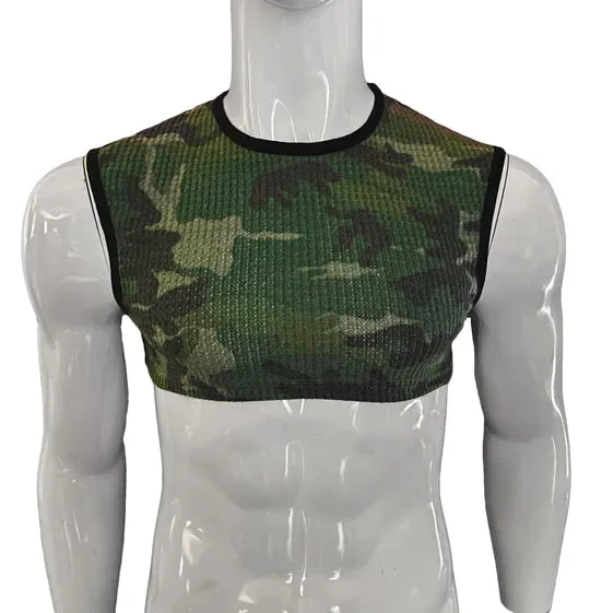 Crop Tank - Camo textured cotton.