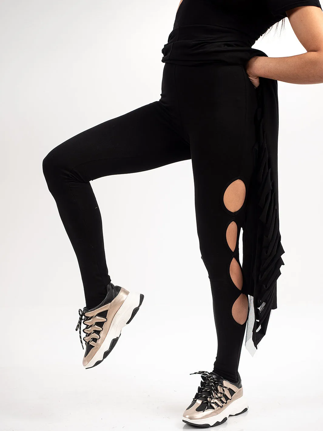 Cut Out Black Leggings