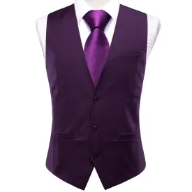 Deep Purple Solid Silk Style Men's Single Vest