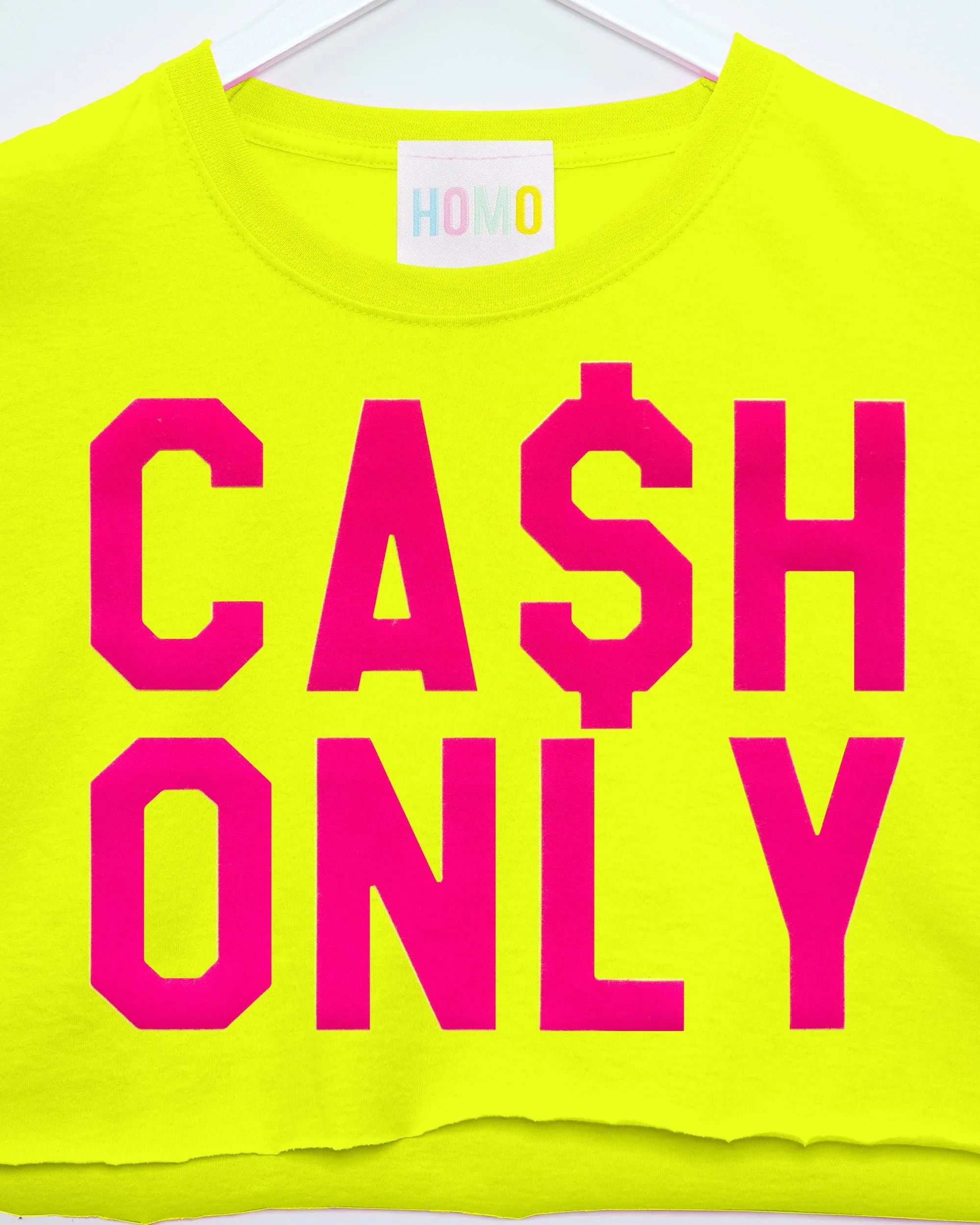 Fluorescent pink flock cash only - Fluorescent yellow crop top