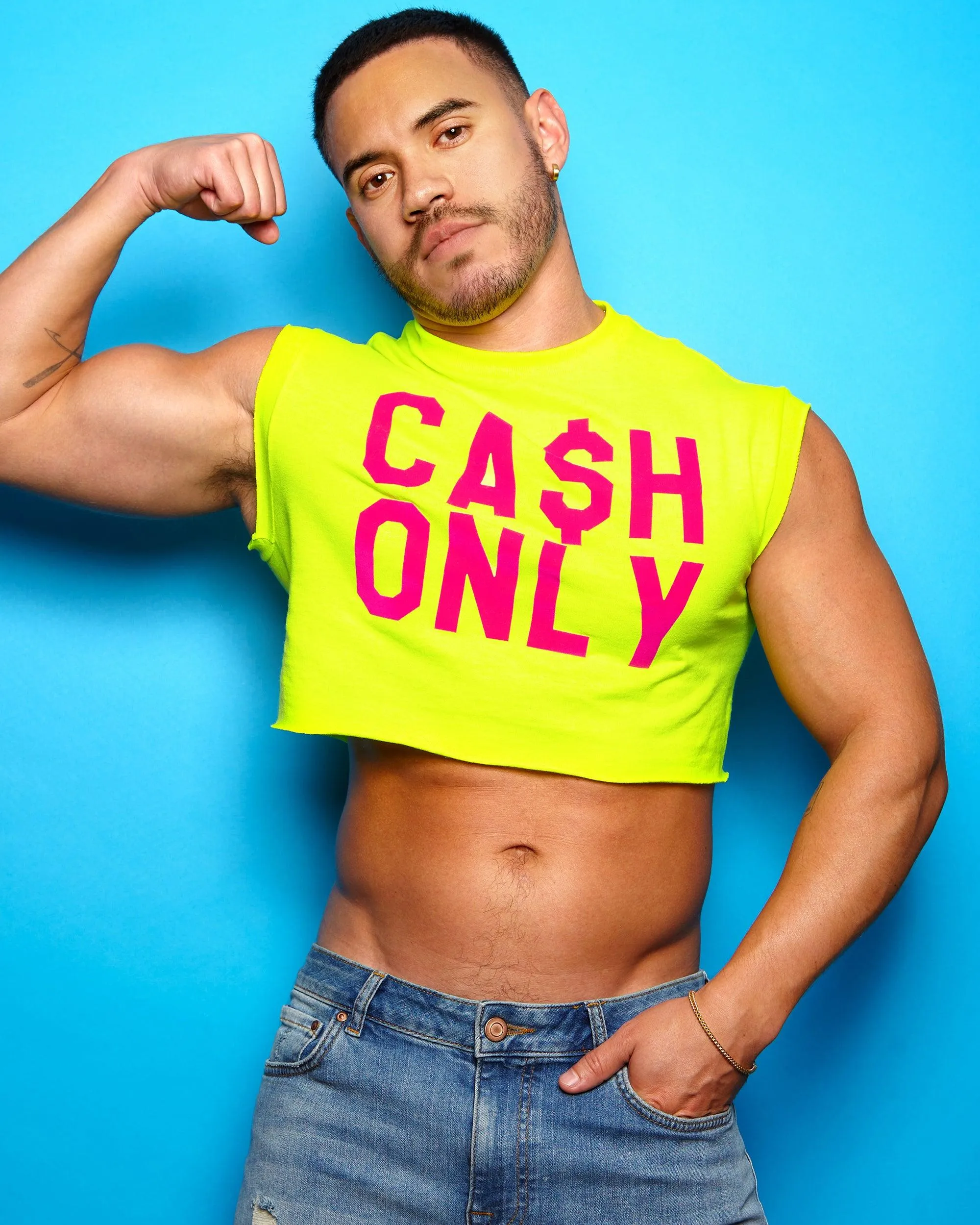 Fluorescent pink flock cash only - Fluorescent yellow crop top