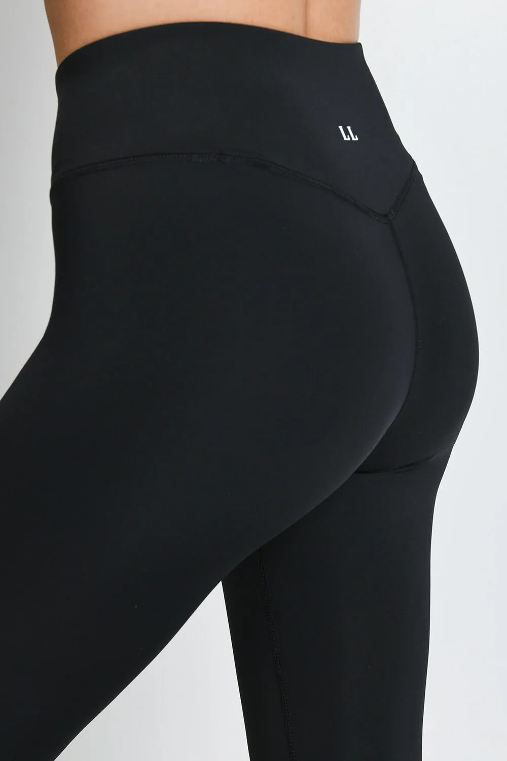 Focus Cropped High Waisted Sports Leggings - Midnight Black