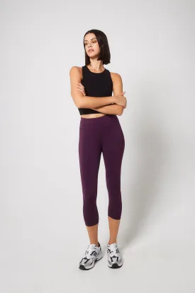 Focus Cropped High Waisted Sports Leggings - Mulberry Plum