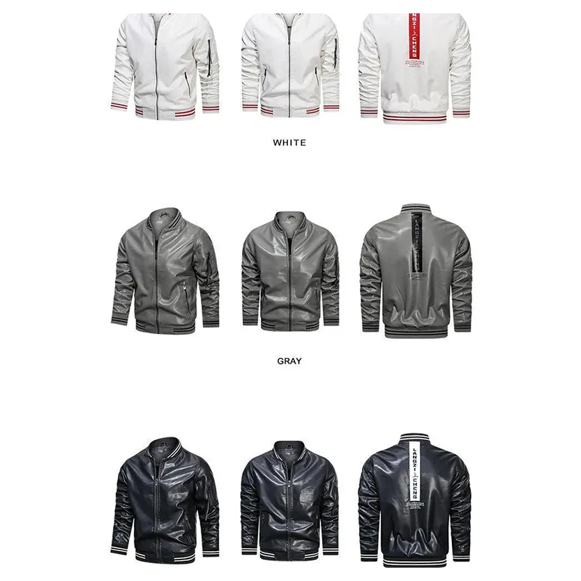 Funki Buys | Jackets | Men's Faux Leather Stand Bomber Jacket