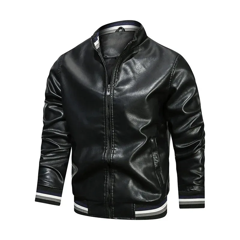 Funki Buys | Jackets | Men's Faux Leather Stand Bomber Jacket