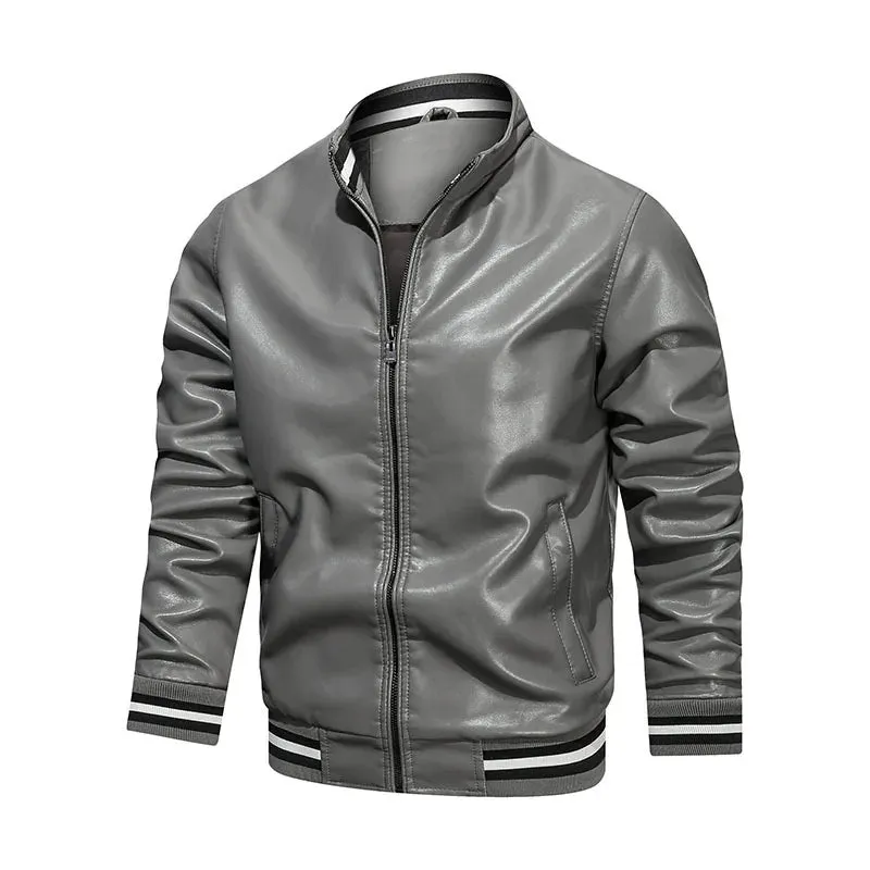 Funki Buys | Jackets | Men's Faux Leather Stand Bomber Jacket