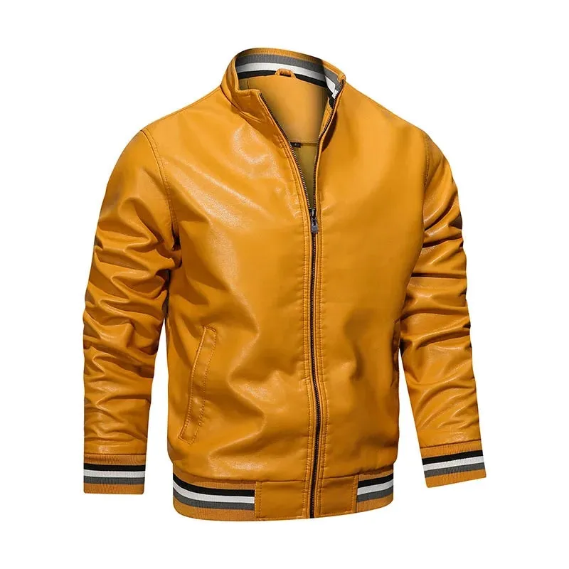 Funki Buys | Jackets | Men's Faux Leather Stand Bomber Jacket