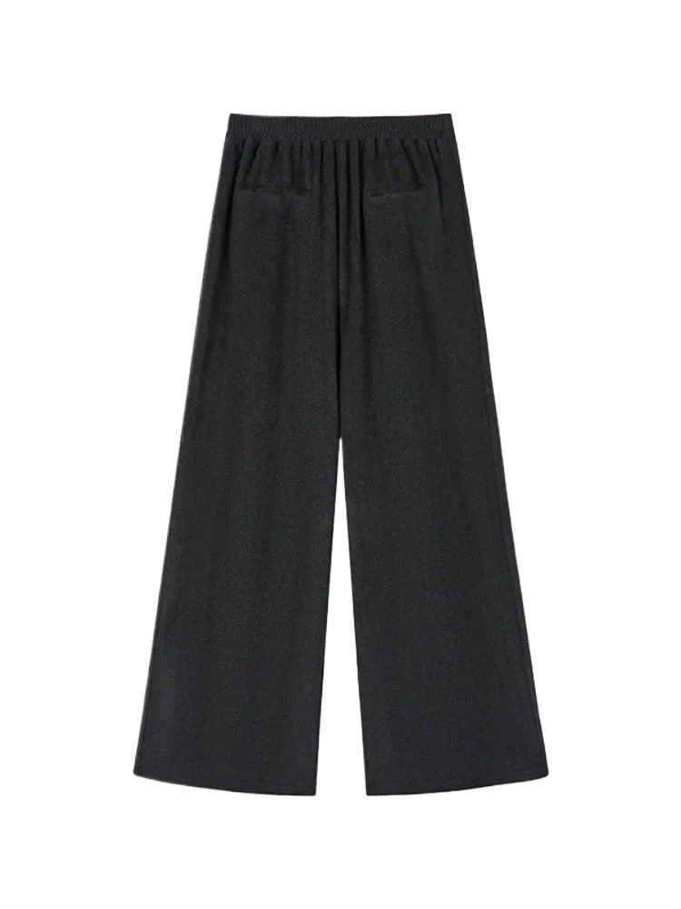 Fuzzy Big Pocket Straight-Leg Casual Pants