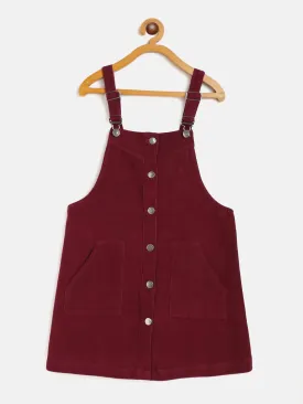 Girls Burgundy Corduroy Pinafore Dress