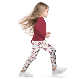 Girls Sports Leggings | Beautiful Maroon Owl Print | Ankle-length | Activewear | Age 3 – 12 Years | Broggs®