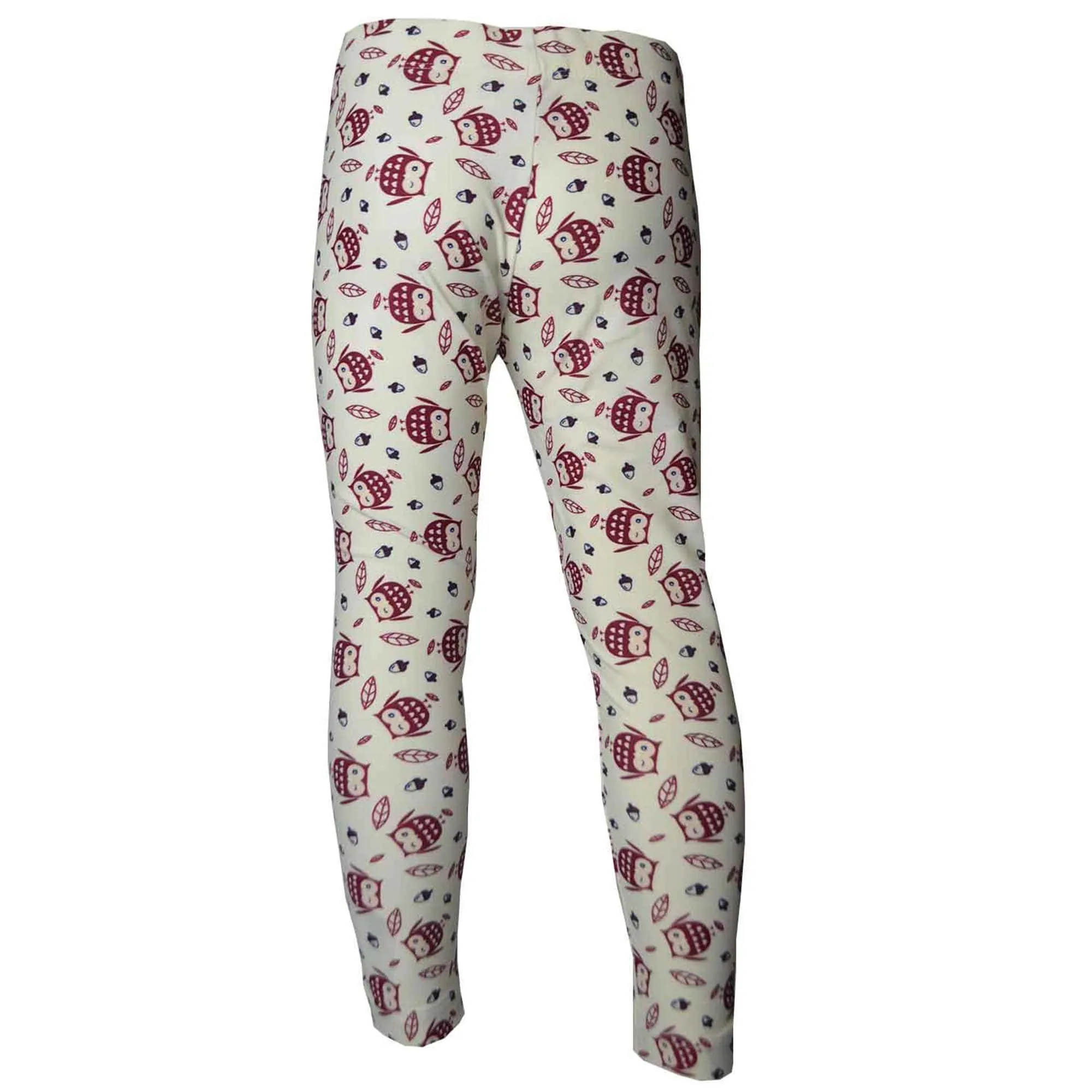 Girls Sports Leggings | Beautiful Maroon Owl Print | Ankle-length | Activewear | Age 3 – 12 Years | Broggs®