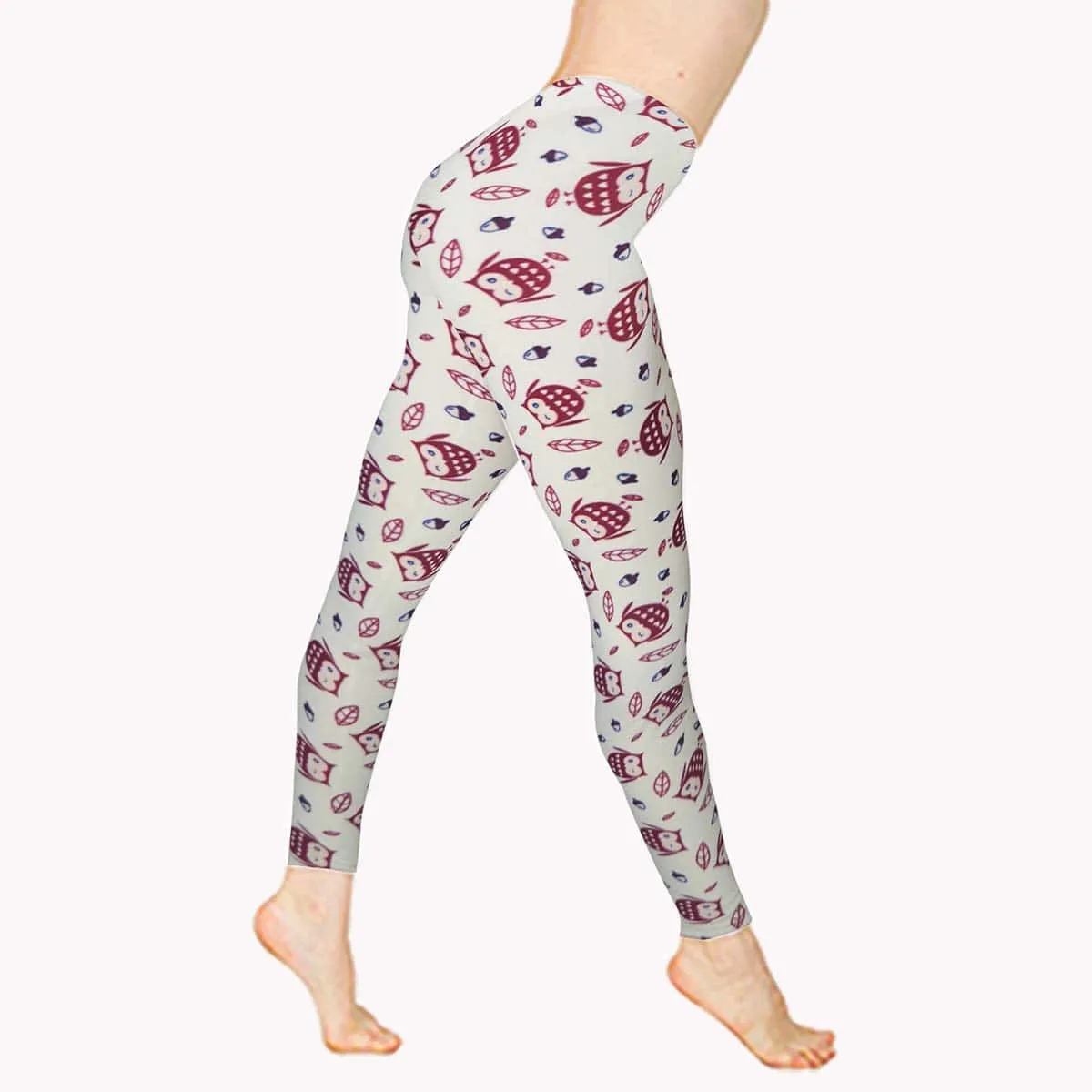 Girls Sports Leggings | Beautiful Maroon Owl Print | Ankle-length | Activewear | Age 3 – 12 Years | Broggs®