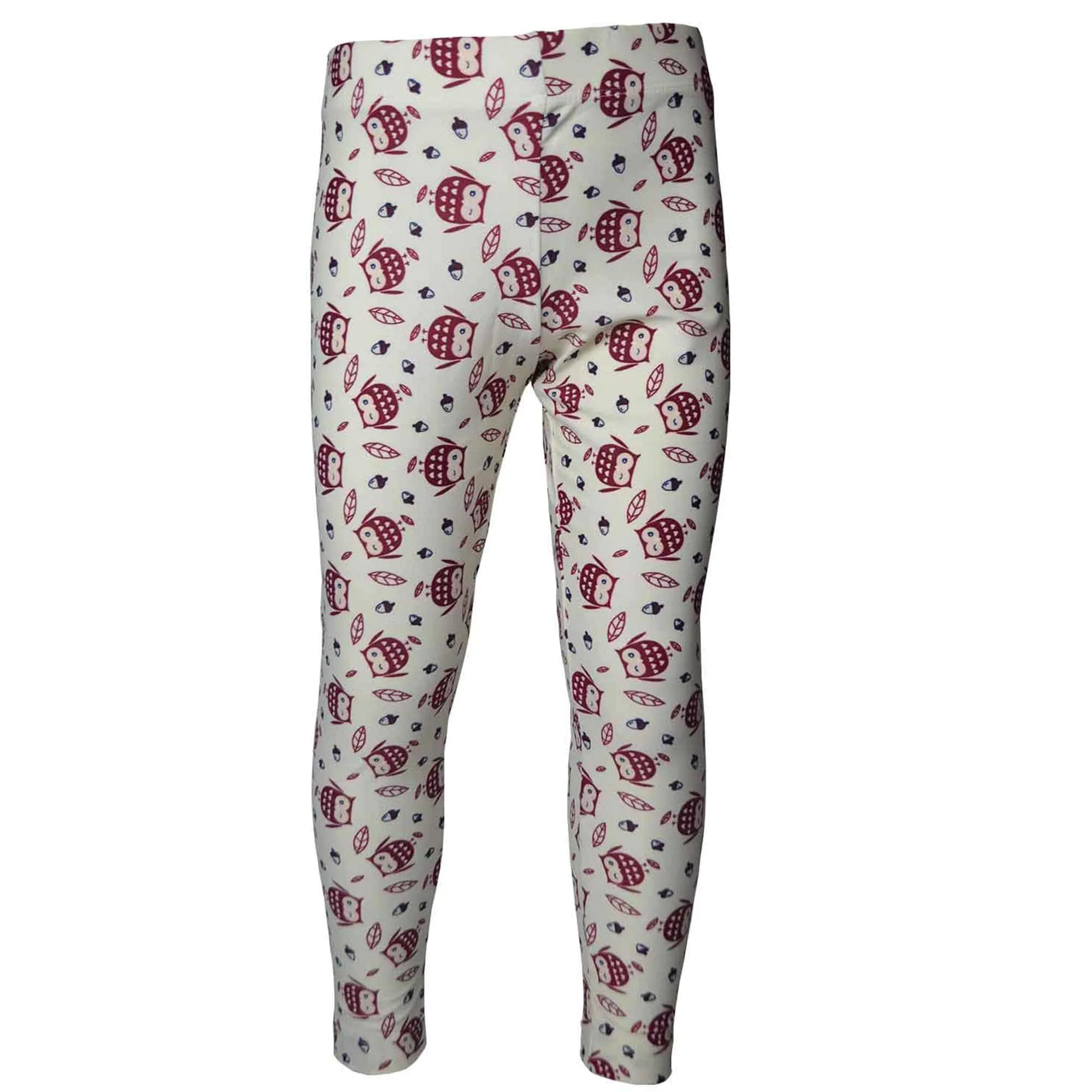 Girls Sports Leggings | Beautiful Maroon Owl Print | Ankle-length | Activewear | Age 3 – 12 Years | Broggs®