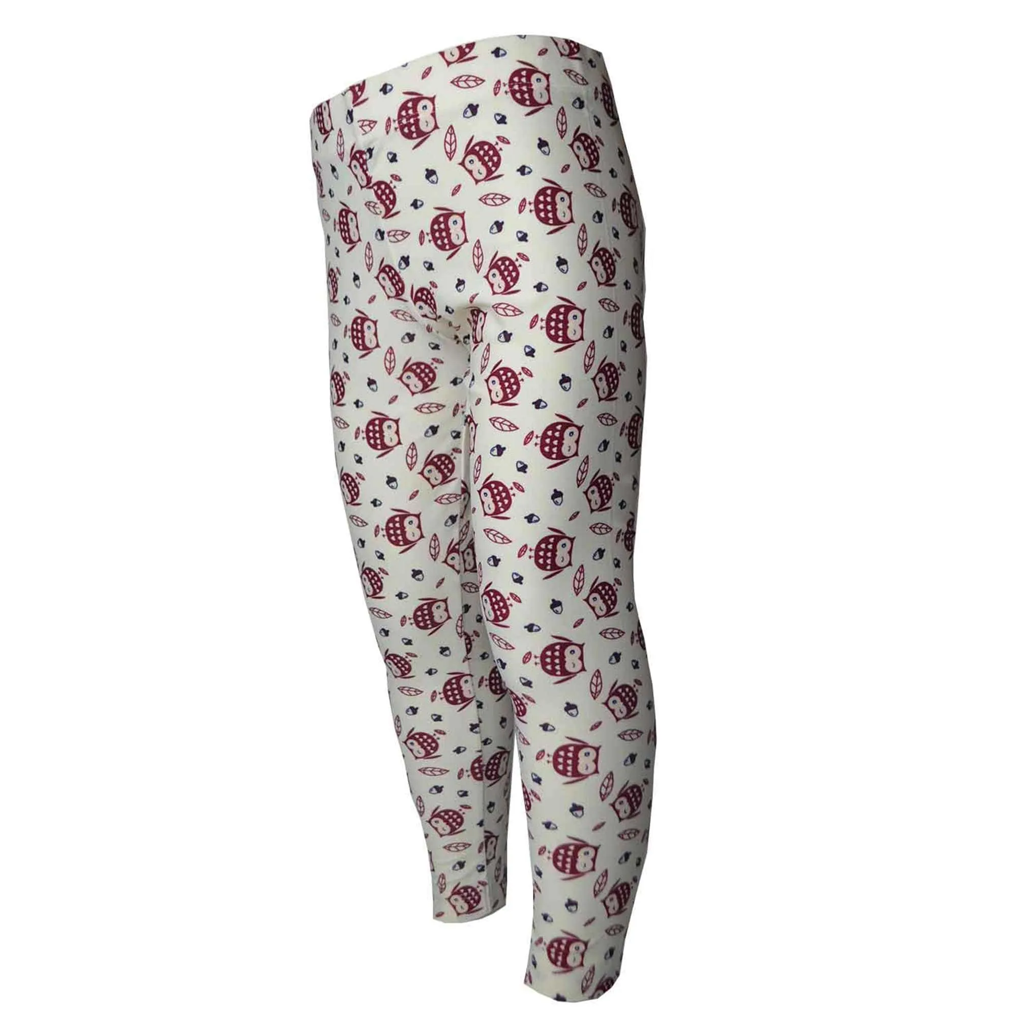 Girls Sports Leggings | Beautiful Maroon Owl Print | Ankle-length | Activewear | Age 3 – 12 Years | Broggs®