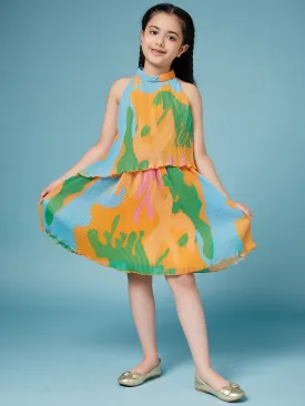 Girls Tie And Dye Georgette A-Line Dress