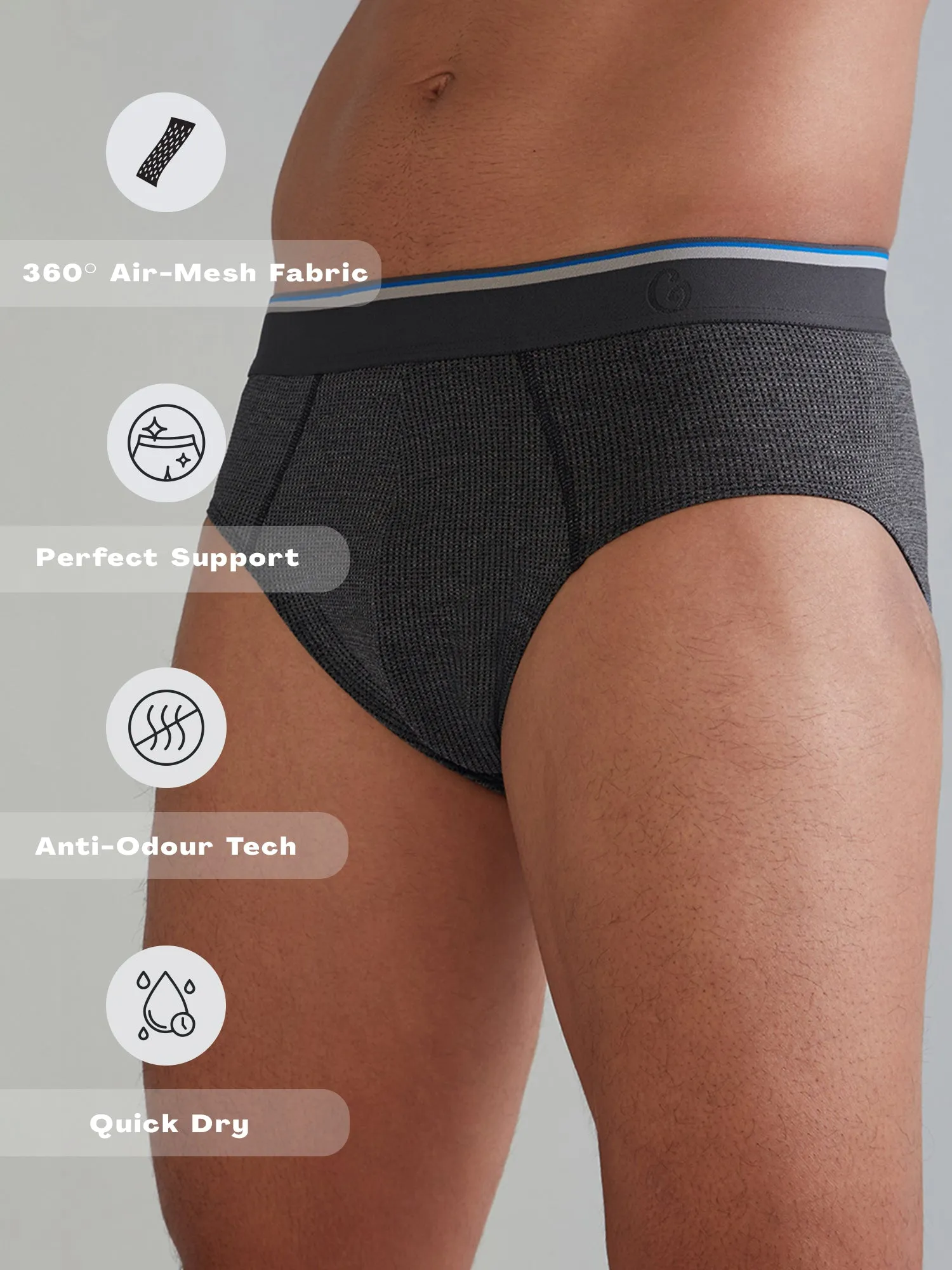 Gloot Anti-Odour, Anti-wicking & Anti Microbial Men's Active Briefs Black