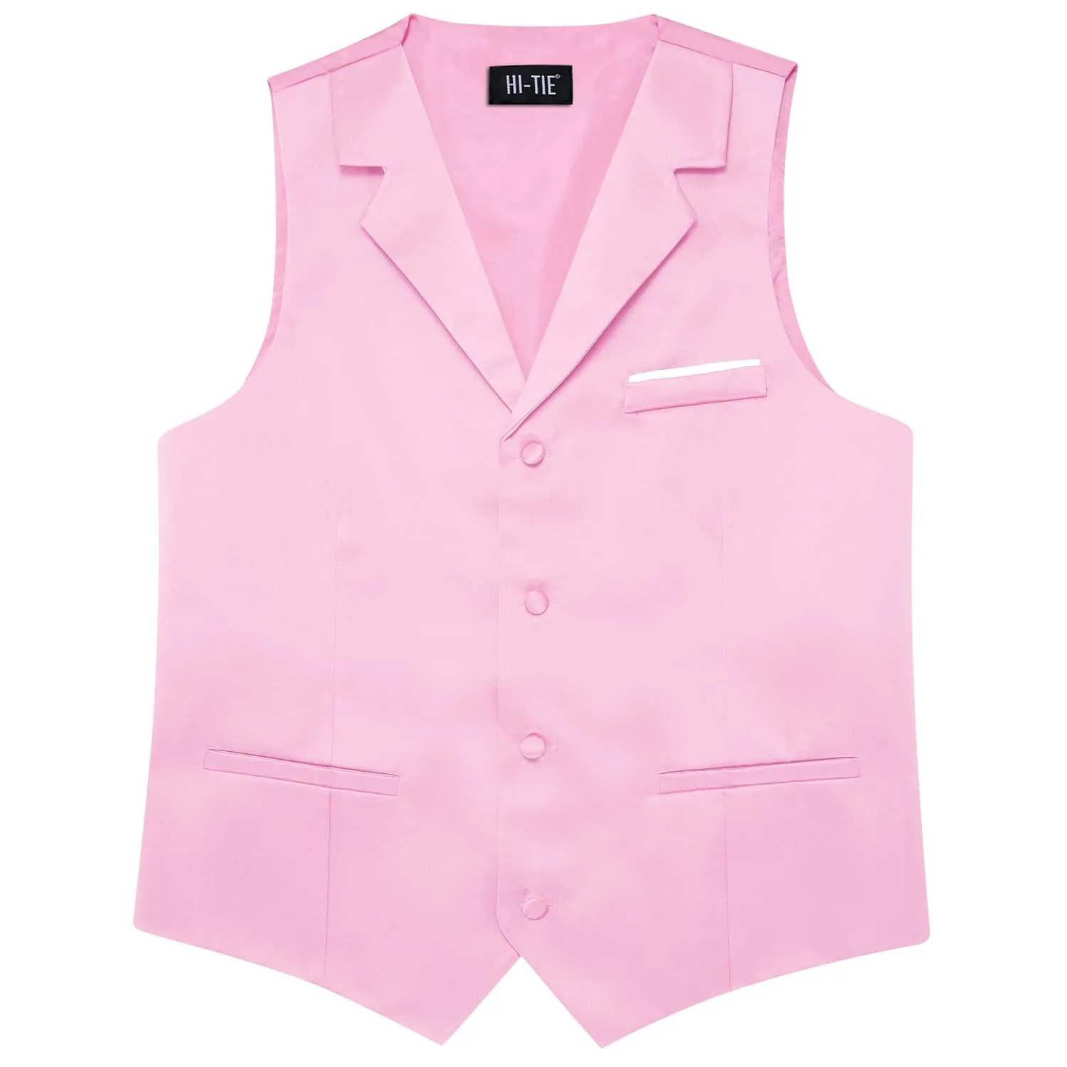 Hi-Tie Baby Pink Waistcoat Solid Notch lapels Men's Vest