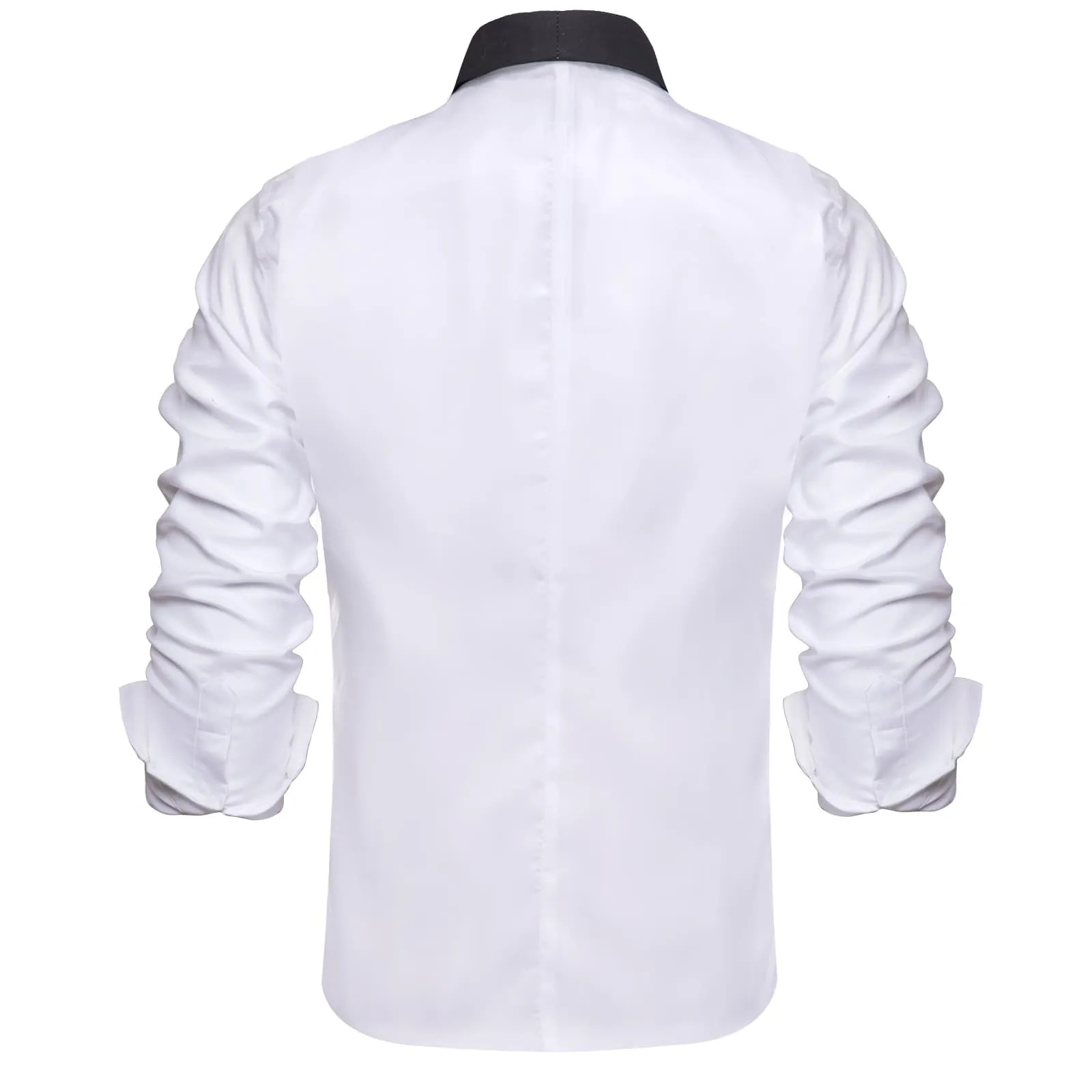 Hi-Tie Black Shawl Collar White Solid Waistcoat Formal Vests for Business