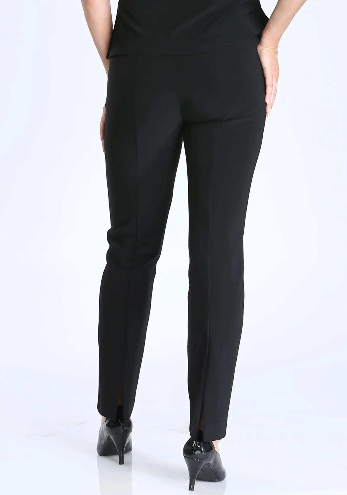 IC Collection Black Bottom Split Straight Pants