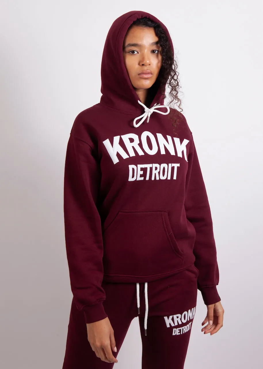 KRONKWOMEN Detroit Applique Hoodie Regular Fit Maroon with White logo