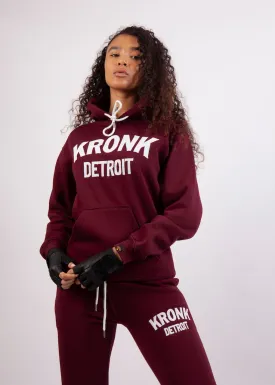 KRONKWOMEN Detroit Applique Hoodie Regular Fit Maroon with White logo