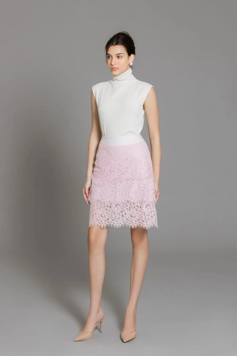 Lakelyn A-line High Waist Lace Mini Skirt