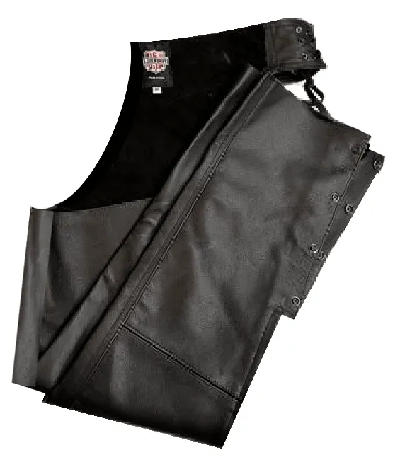 Legendary 'Bad Ass' Leather Motorcycle Chaps - Black