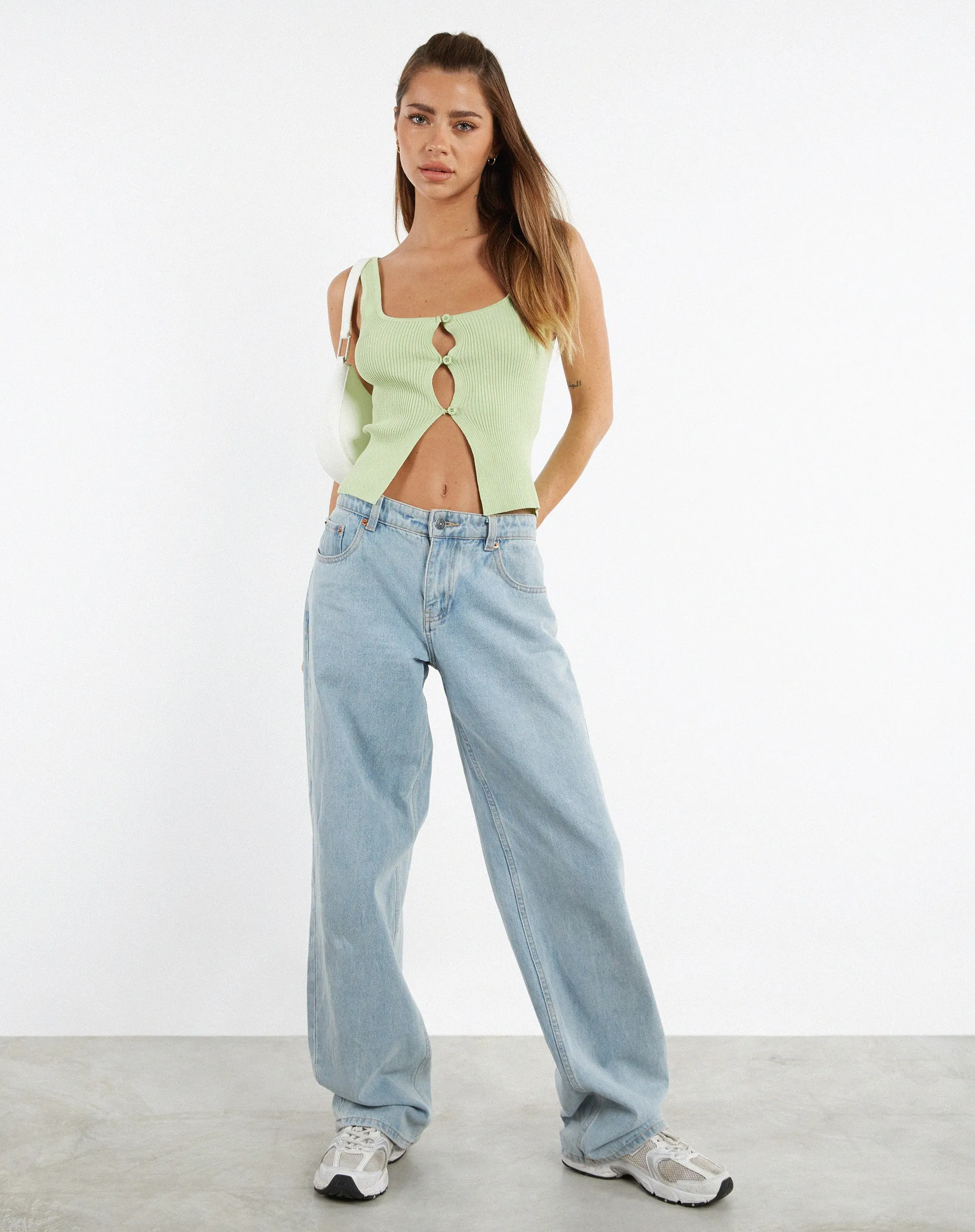 Low Rise Parallel Jeans in Extra Light Wash Blue