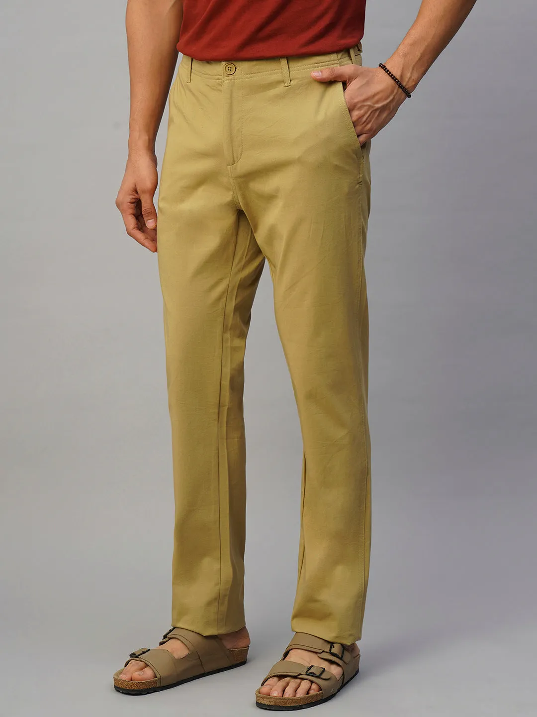 Men's 4 Way Stretch Khaki Slim Fit Pants