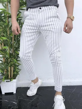 Men's Pinstriped Casual Straight Leg Pants