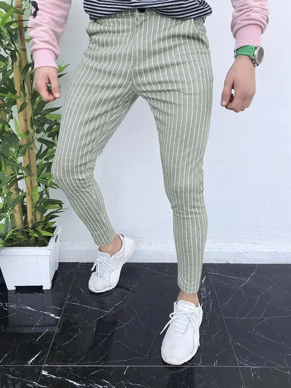 Men's Pinstriped Casual Straight Leg Pants