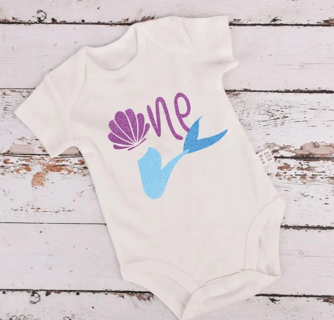 Mermaid First Birthday One Romper -Purple Shimmer