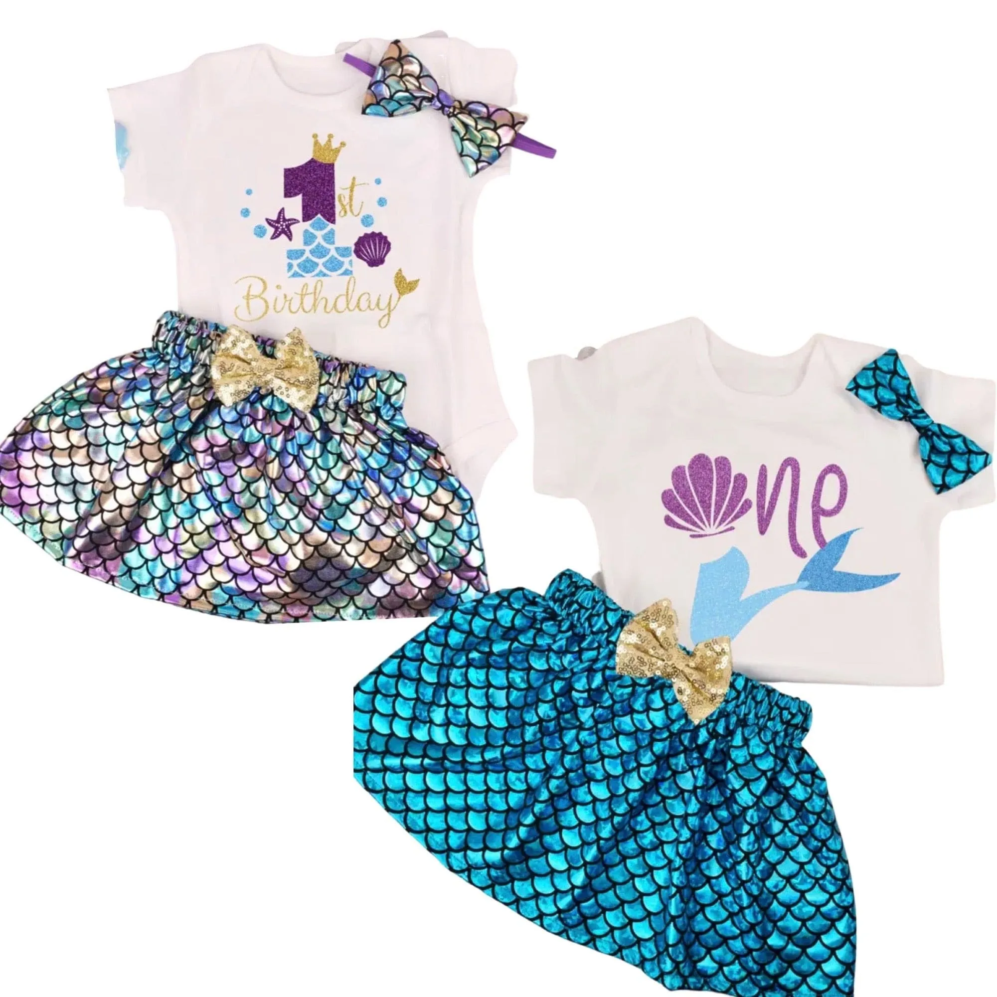 Mermaid First Birthday One Romper -Purple Shimmer