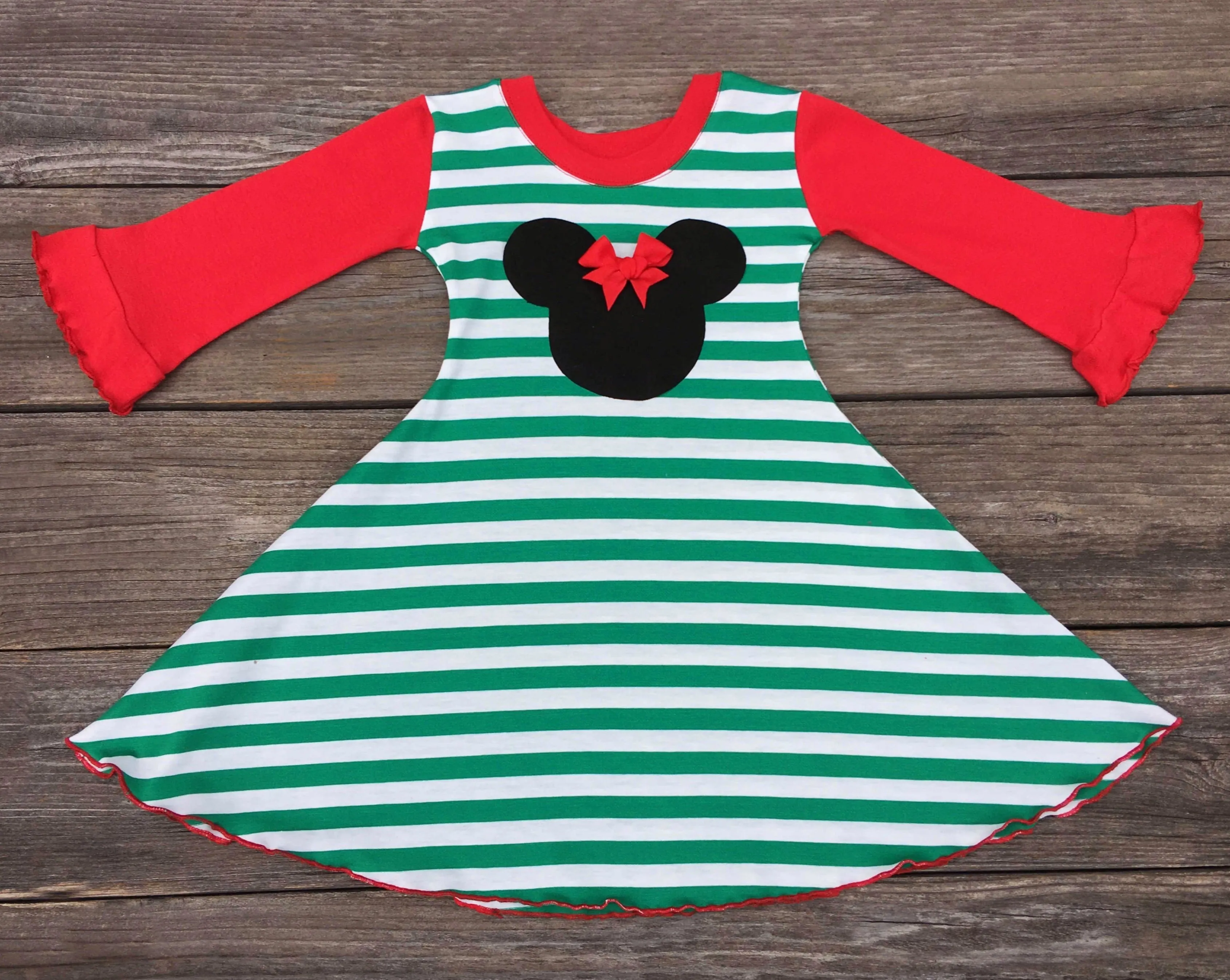 Minnie Mouse Holiday Christmas Stripe Dress