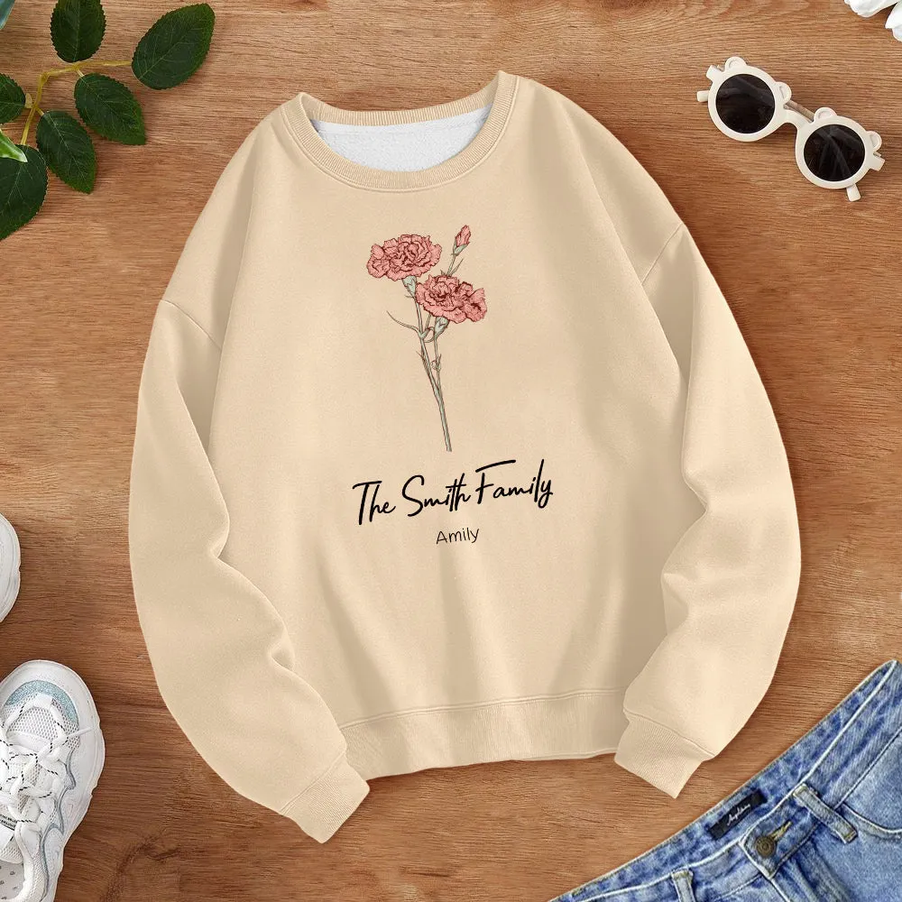 Personalized Birth Flower Bouquet Sweatshirt Custom Birth Flower Hoodie Gifts for Her