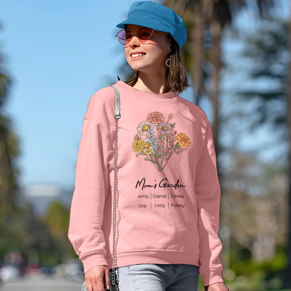 Personalized Birth Flower Bouquet Sweatshirt Custom Birth Flower Hoodie Gifts for Her