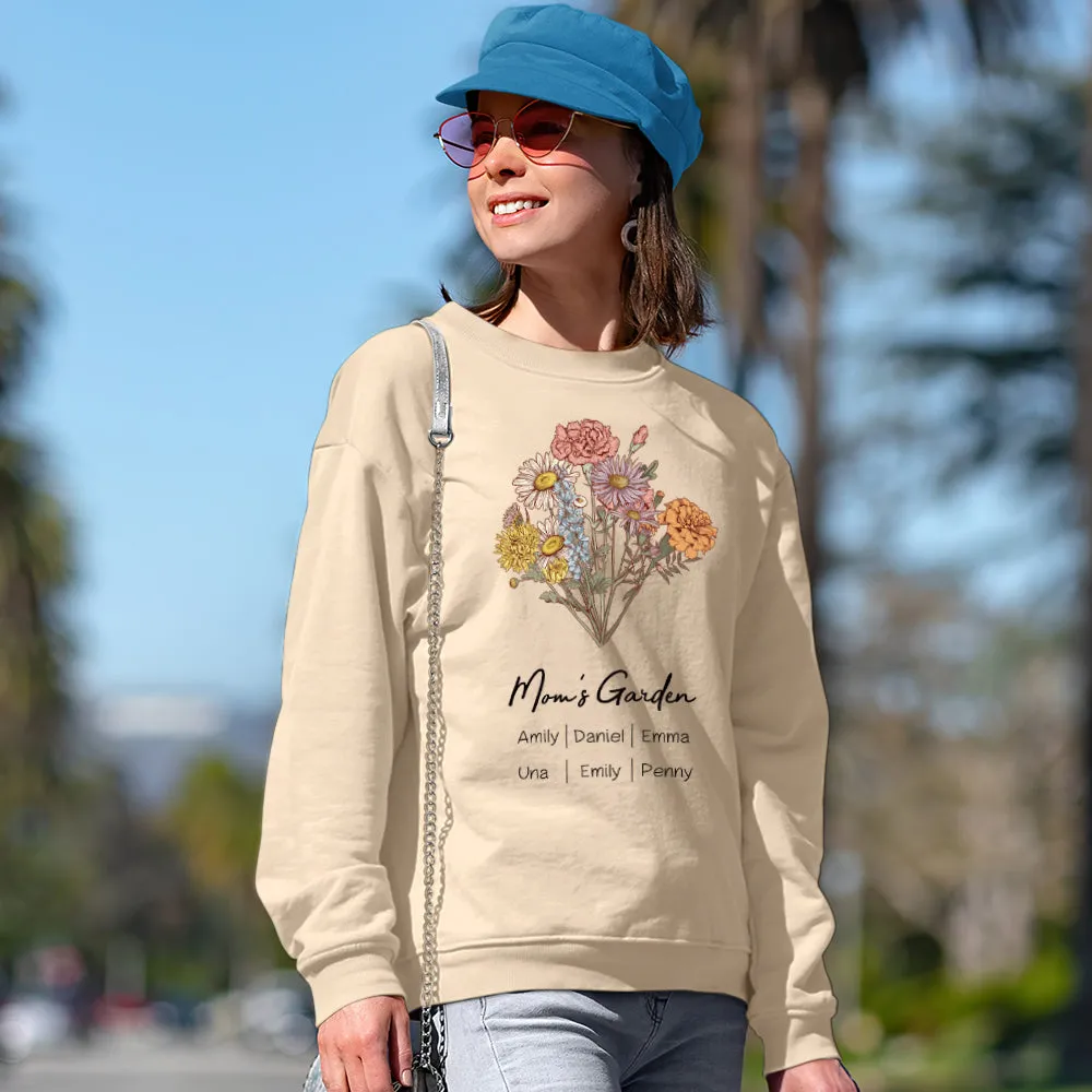 Personalized Birth Flower Bouquet Sweatshirt Custom Birth Flower Hoodie Gifts for Her